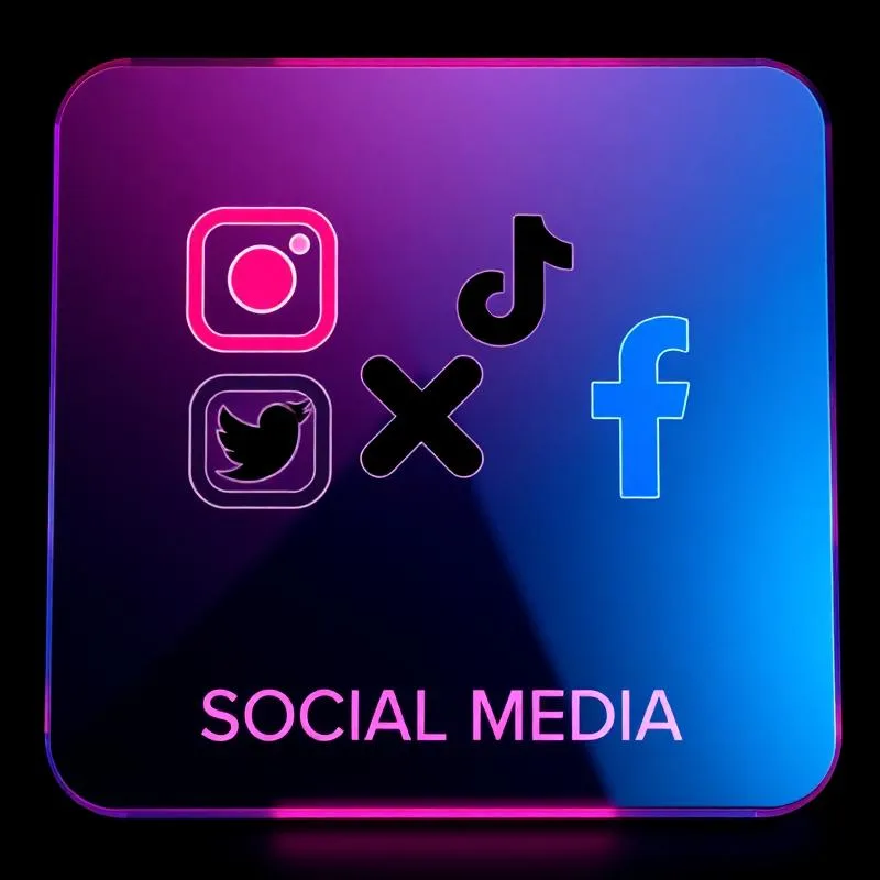 Social media accounts — Instagram, TikTok, X/Twitter, Facebook verified accounts